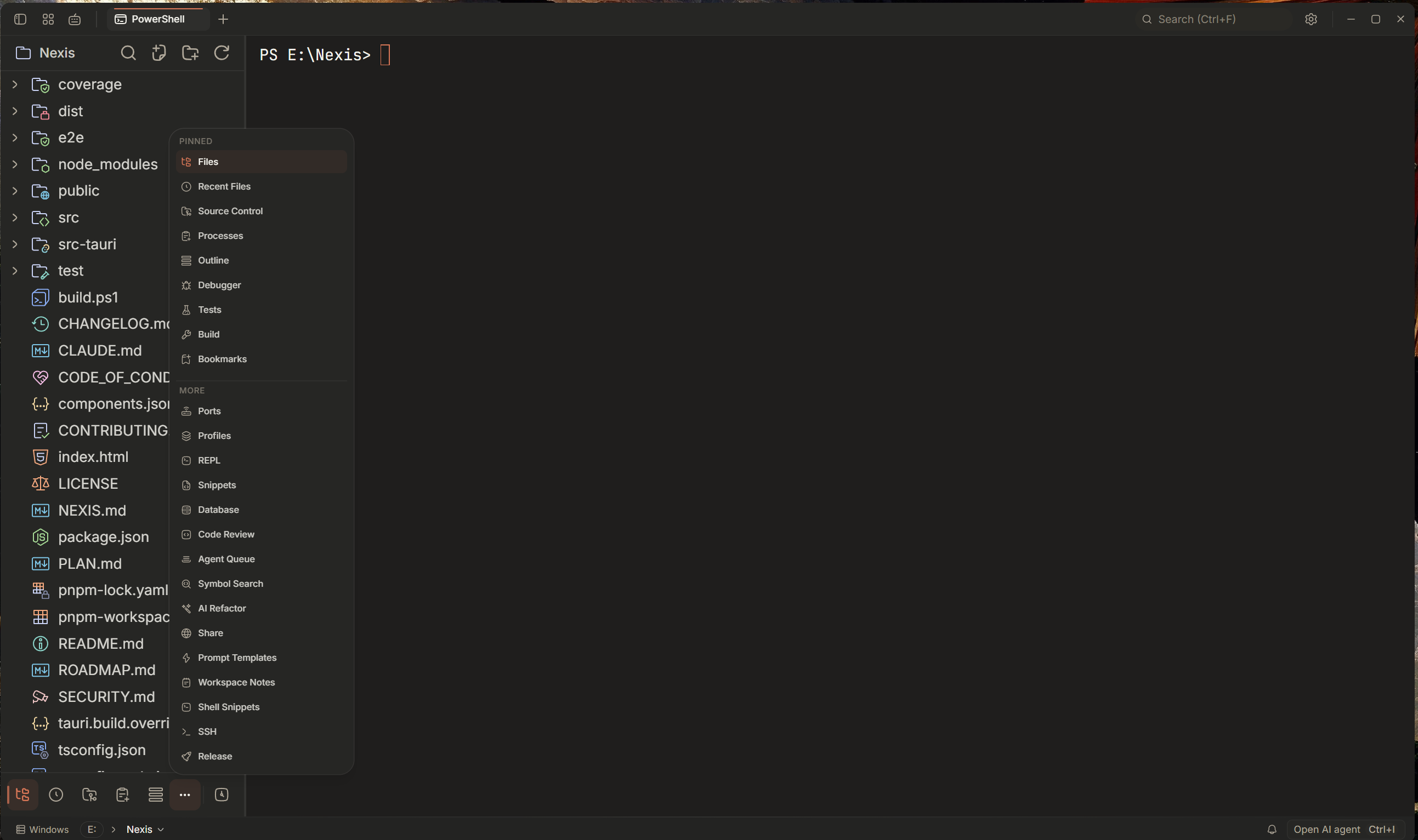 Nexis — Feature browser