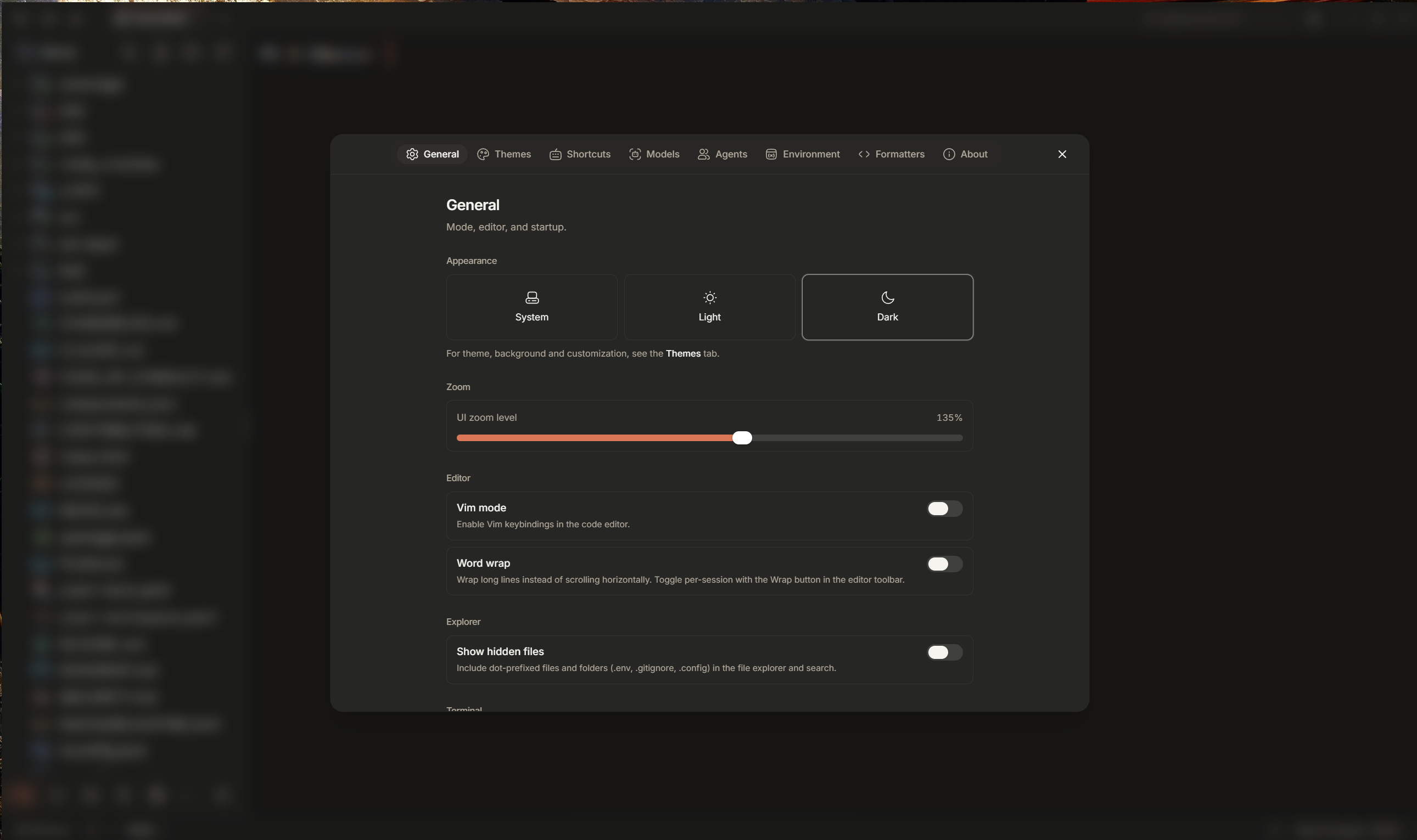 Nexis — Settings